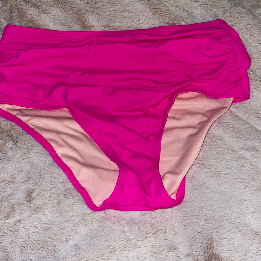 Hot pink high waisted bikini bottom